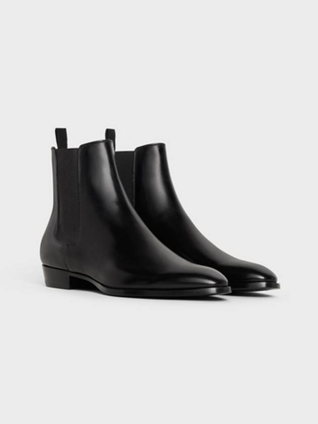 CELINE Drugstore Shiny Calfskin Chelsea Boots Black
