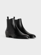 CELINE Drugstore Shiny Calfskin Chelsea Boots Black