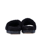 Chloe Wavy Slides in Black Shearling and Leather
