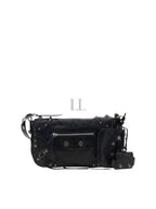 Balenciaga Zipper Stud Arena Lambskin Shoulder Bag Black