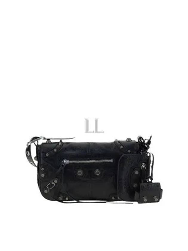 Balenciaga Zipper Stud Arena Lambskin Shoulder Bag Black