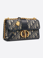 30 Montaigne East West Oblique Jacquard Chain Shoulder Bag Blue Dior