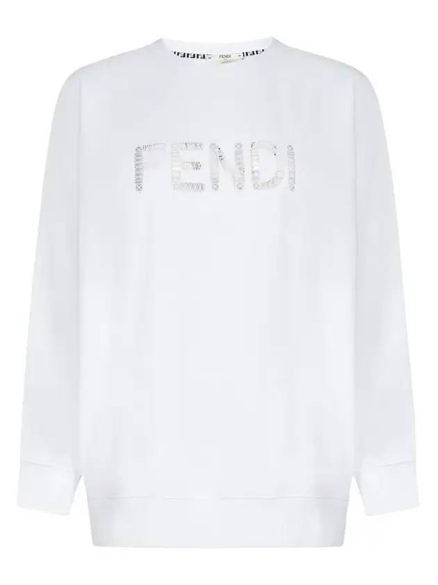 Fendi Women's Embroidered Logo Sweatshirt White