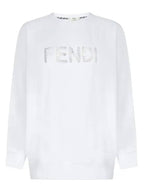 Fendi Women's Embroidered Logo Sweatshirt White