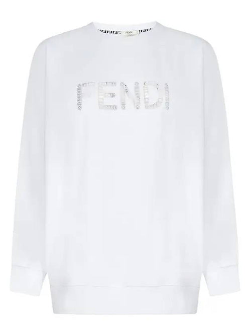 Fendi Women's Embroidered Logo Sweatshirt White