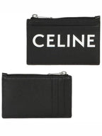 CELINE Logo Zipper Card Wallet Black