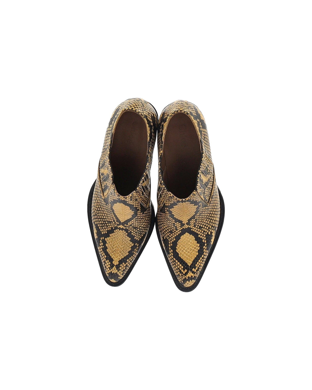 Chloe Snakeskin-Embossed Rylee Ankle Boots in Yellow Leather