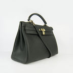 Hermes Kelly 35cm Togo Leather Handbag Black/Golden