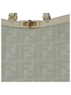Fendi Logo Pattern Medium Canvas Tote Bag Green
