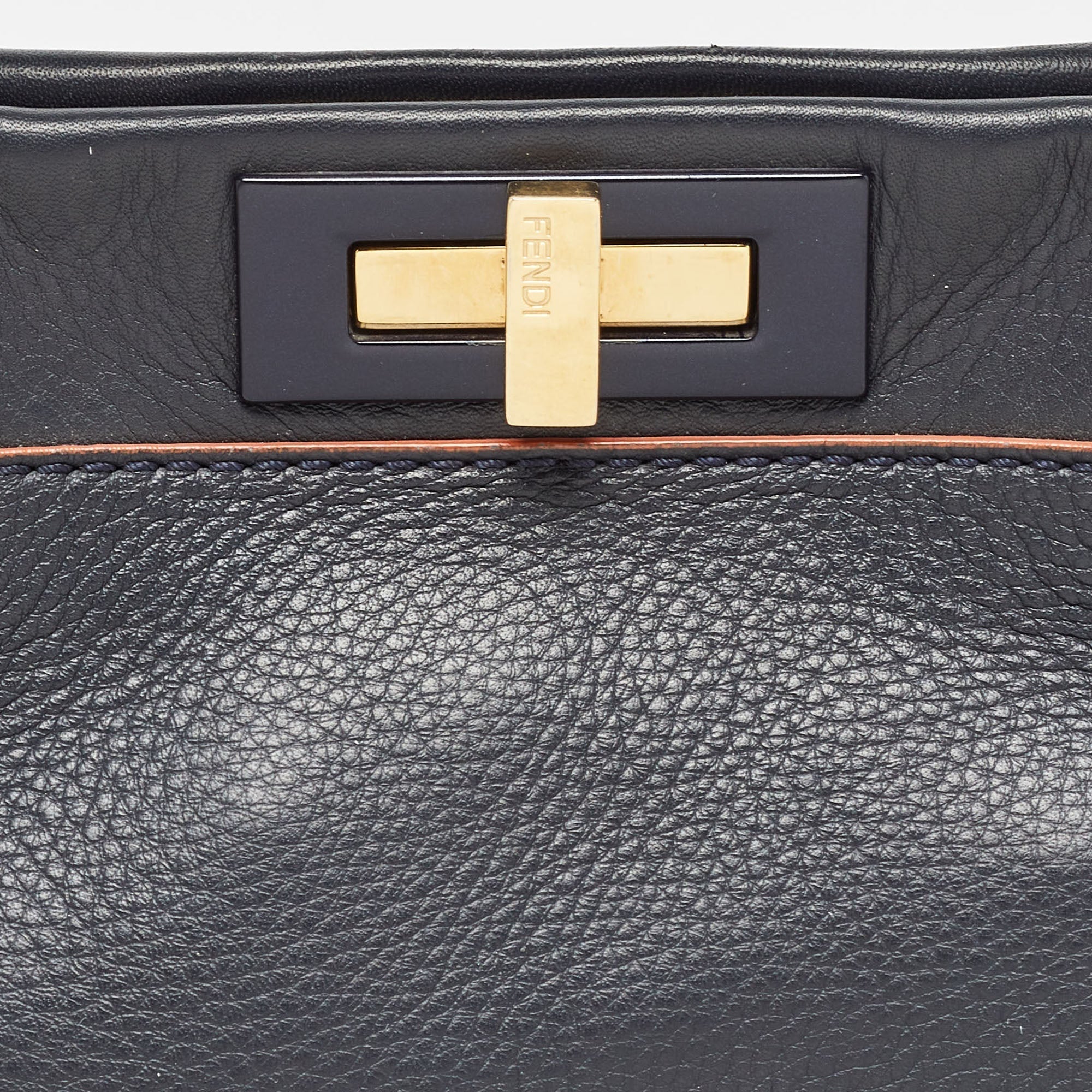Fendi  Leather Medium Peekaboo Top Handle Bag