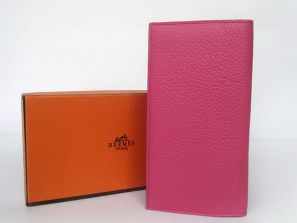 Hermes Wallet H2007 Ladies Cow Leather Pink