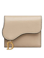 Saddle Lotus Goatskin Half Wallet Sand Dior