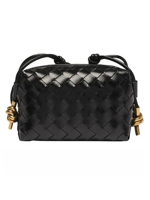 Bottega Veneta Intrecciato Loop Camera Mini Shoulder Bag Black