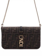Fendi Fendigraphy FF Jacquard Chain Long Wallet Brown