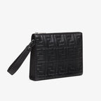 Fendi Flat Pouch In FF Motif Nappa Leather Black