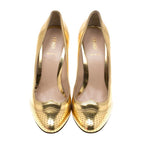 Fendi Gold Patent Leather Pumps
