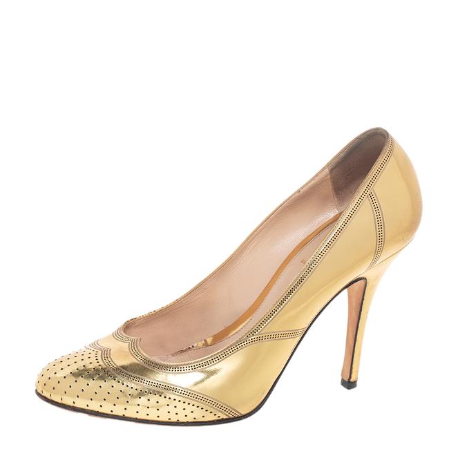 Fendi Gold Patent Leather Pumps