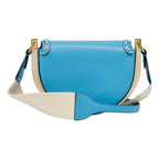 Fendi Moonlight Cyber Blue Leather Satchel Crossbody Bag