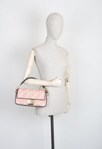 FENDI Baguette NM Zucca Embroidered Canvas Pink