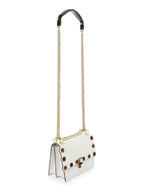 Fendi Kan I White Multi Color Flowers Leather Chain Bag