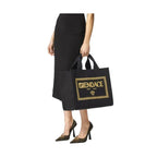 Fendi x Versace Fendace Black Canvas Convertible Large Shopping Tote