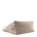 Fendi FF Tortora Gray Knitted Cashmere Wool Large Shopper Tote Bag