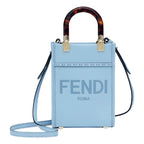 Fendi Mini Sunshine Shopper Tote Crossbody Bag 2Way Baby Blue Leather