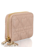 Lady Voyageur Cannage Lambskin Small Coin Wallet Sand Dior