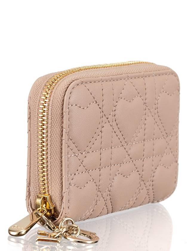 Lady Voyageur Cannage Lambskin Small Coin Wallet Sand Dior