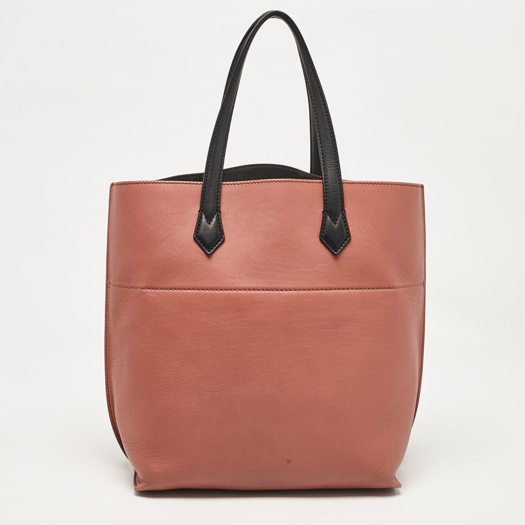 Fendi Old Rose/black Leather All In Shopping Tote
