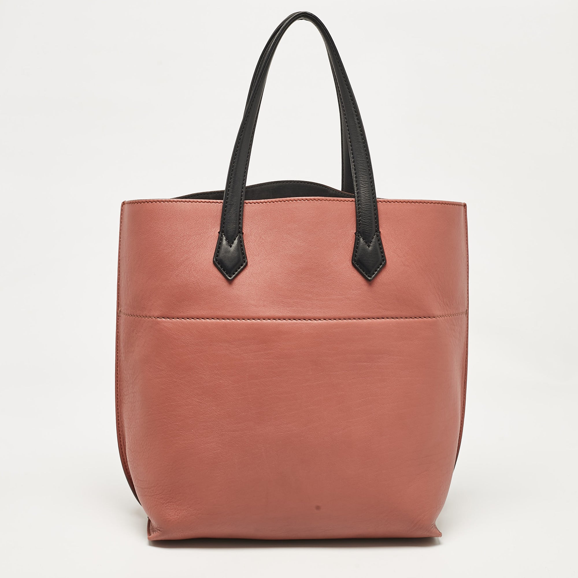 Fendi Old Rose/black Leather All In Shopping Tote