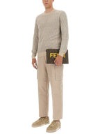Fendi gabardine cargo straight pants beige
