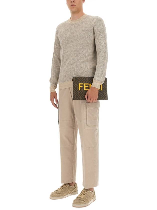 Fendi gabardine cargo straight pants beige