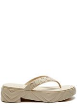Gucci Logo-Debossed Platform Flip Flops White Sandals