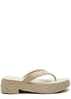 Gucci Logo-Debossed Platform Flip Flops White Sandals