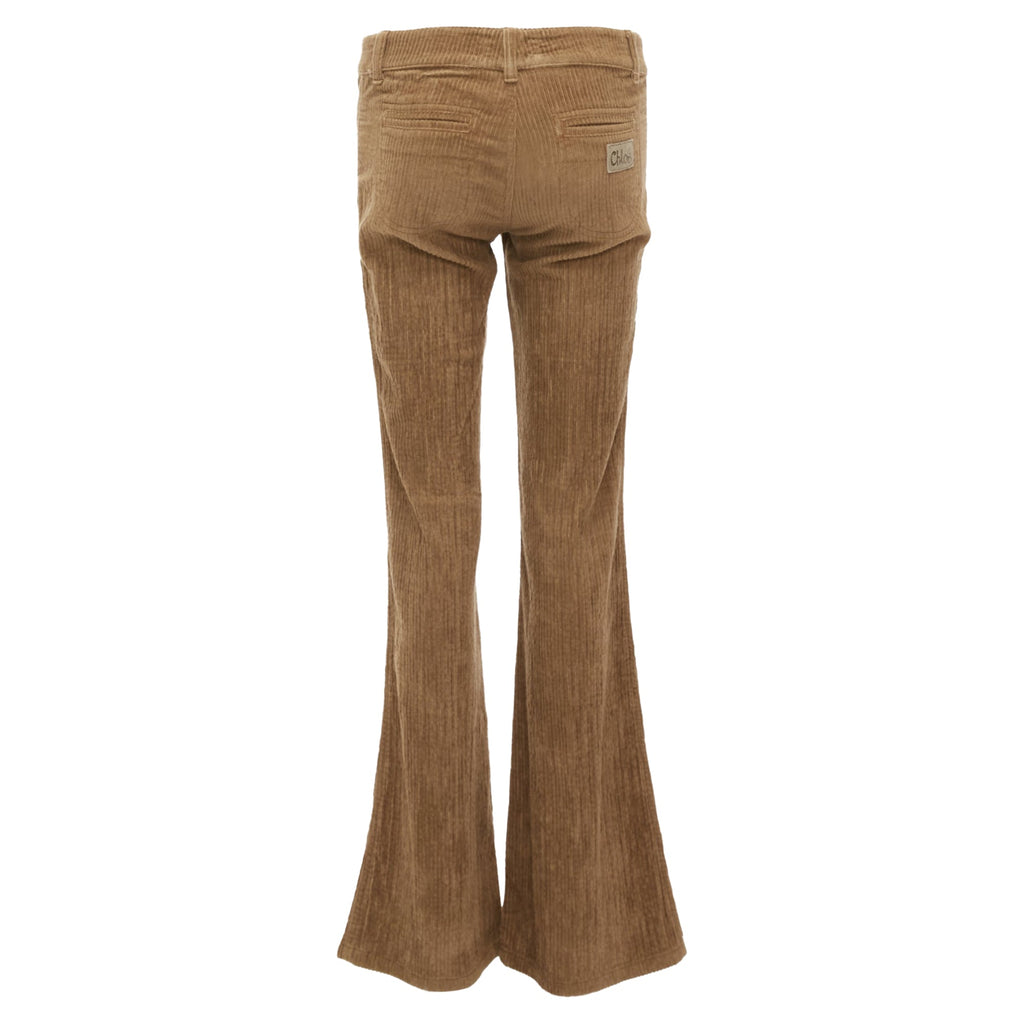 Chloe Cotton Corduroy Low Waist Flared Pants