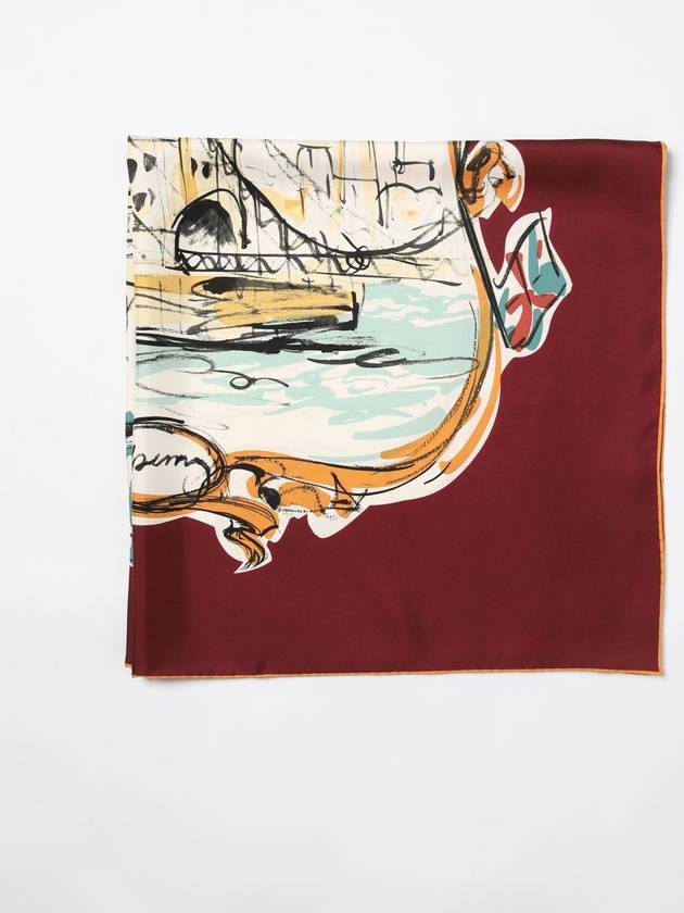 Burberry Tower Bridge Print Silk Scarf Red