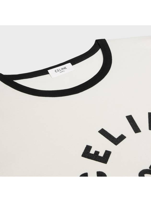 CELINE Flocking Logo Cotton Short Sleeve T-Shirt Cream