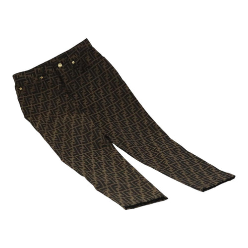 FENDI Zucca Canvas Pants 43 Black BrownFF6052