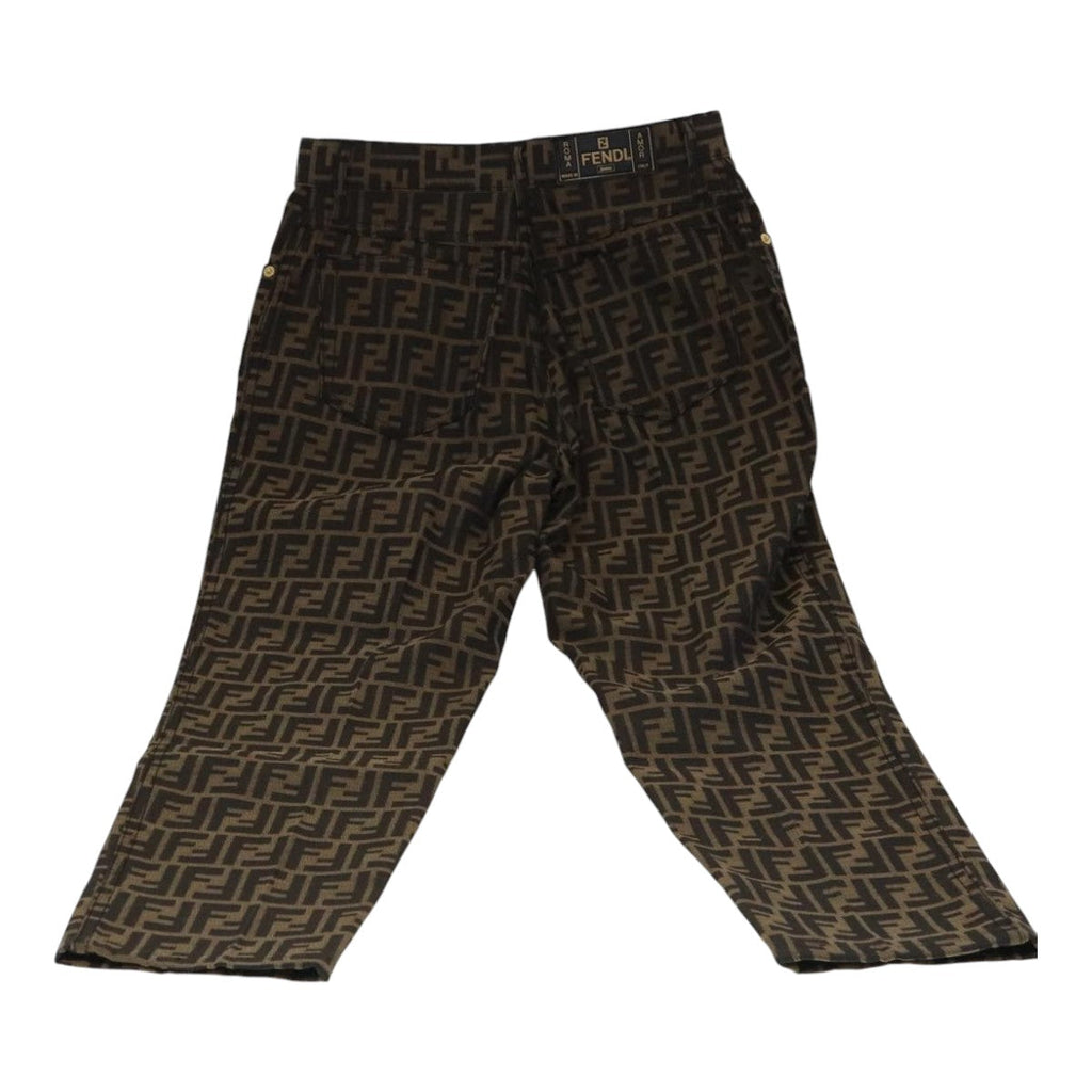 FENDI Zucca Canvas Pants 43 Black BrownFF6052