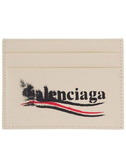 Balenciaga Wave Logo Card Wallet Ivory