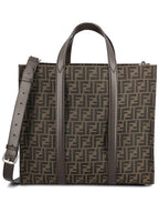 Fendi FF Jacquard Fabric Shopper Tote Bag Brown