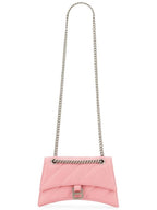 Balenciaga Crush Quilted Small Leather Cross Bag Pink