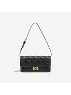 Fendi FF Baguette Nappa Leather Long Wallet Black