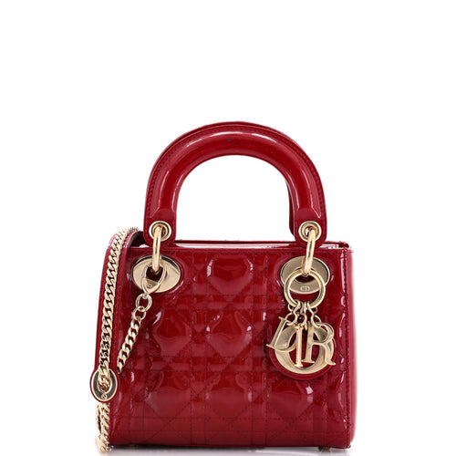 Dior Lady Dior Chain Bag Cannage Quilt Patent Mini
