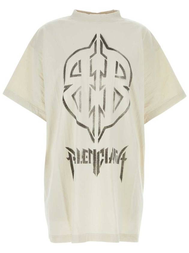 Balenciaga Metal BB Stencil Cotton Short Sleeve T-Shirt White