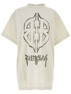 Balenciaga Metal BB Stencil Cotton Short Sleeve T-Shirt White