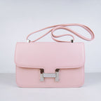 Hermes Calf Leather Message Bag H020 Pink Silver