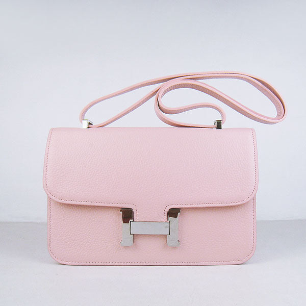 Hermes Calf Leather Message Bag H020 Pink Silver