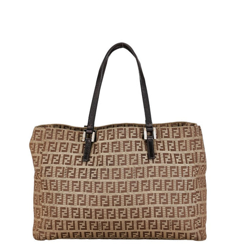 Fendi Zucca Handbag 8BH018 Beige Brown Canvas Leather  Fendi